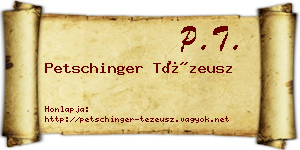 Petschinger Tézeusz névjegykártya